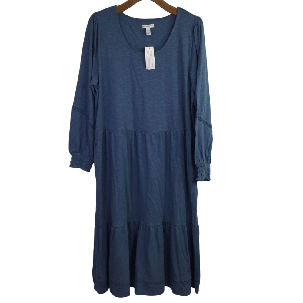 Canyon Retreat Womens Denim Midi Dress Scoop-Neck Long Sleeves Blue Size XL NWT